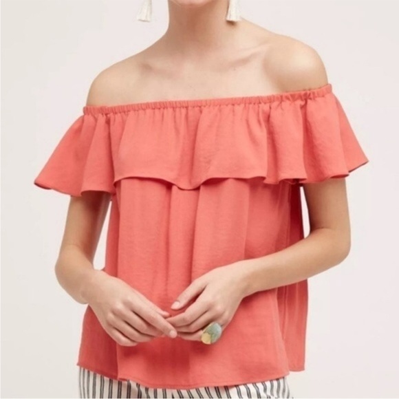 Anthropologie Maeve Ruffle Off Shoulder Top Size Small - Picture 2 of 8